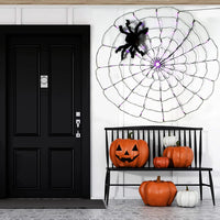 Halloween Decoration Spider Web Lights with Timer - 96 LED Black Spider Cobweb Lights with Remote🎃🎃