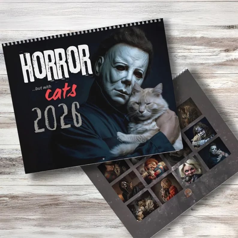 2026 Halloween Horror Movie & Cats Wall Calendar