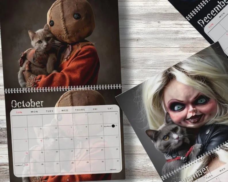 2026 Halloween Horror Movie & Cats Wall Calendar